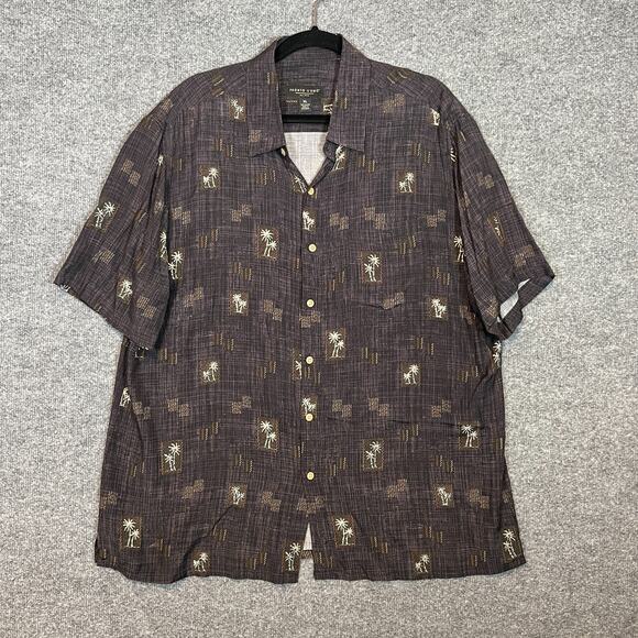 Pronto Uomo Shirt Mens XL Black Hawaiian Palm Tree Short Sleeve Button Down - Picture 1 of 10